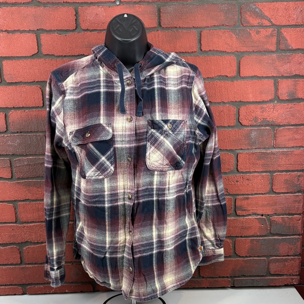 Carhartt Hoodie Womans Medium Button Down Plaid